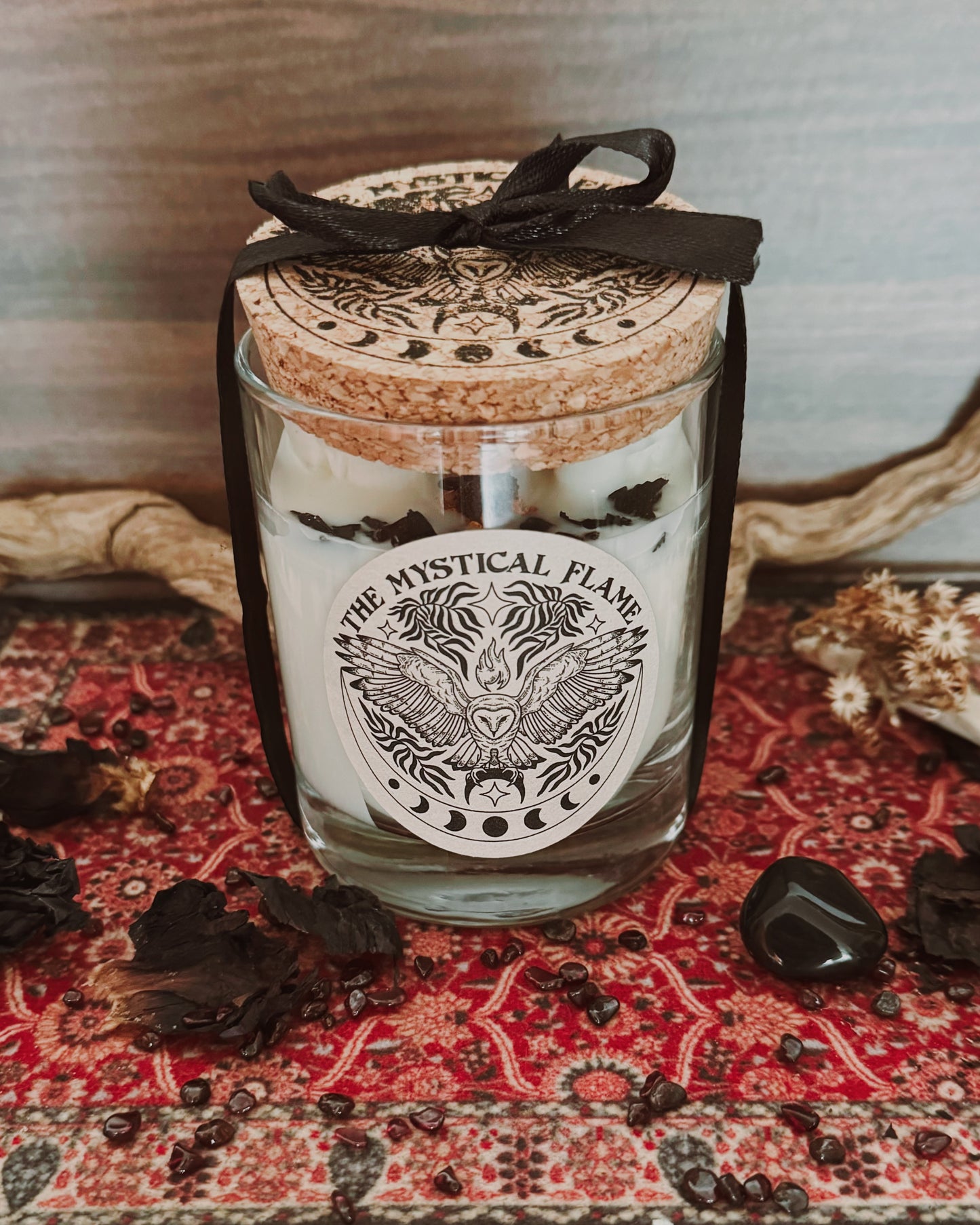 Vela Artesanal de Soja · NOCTURNA - Sándalo, Vainilla y Ámbar· Aromática - Ritual - Meditación - Halloween Samhain - 160gr - 100% Veganas