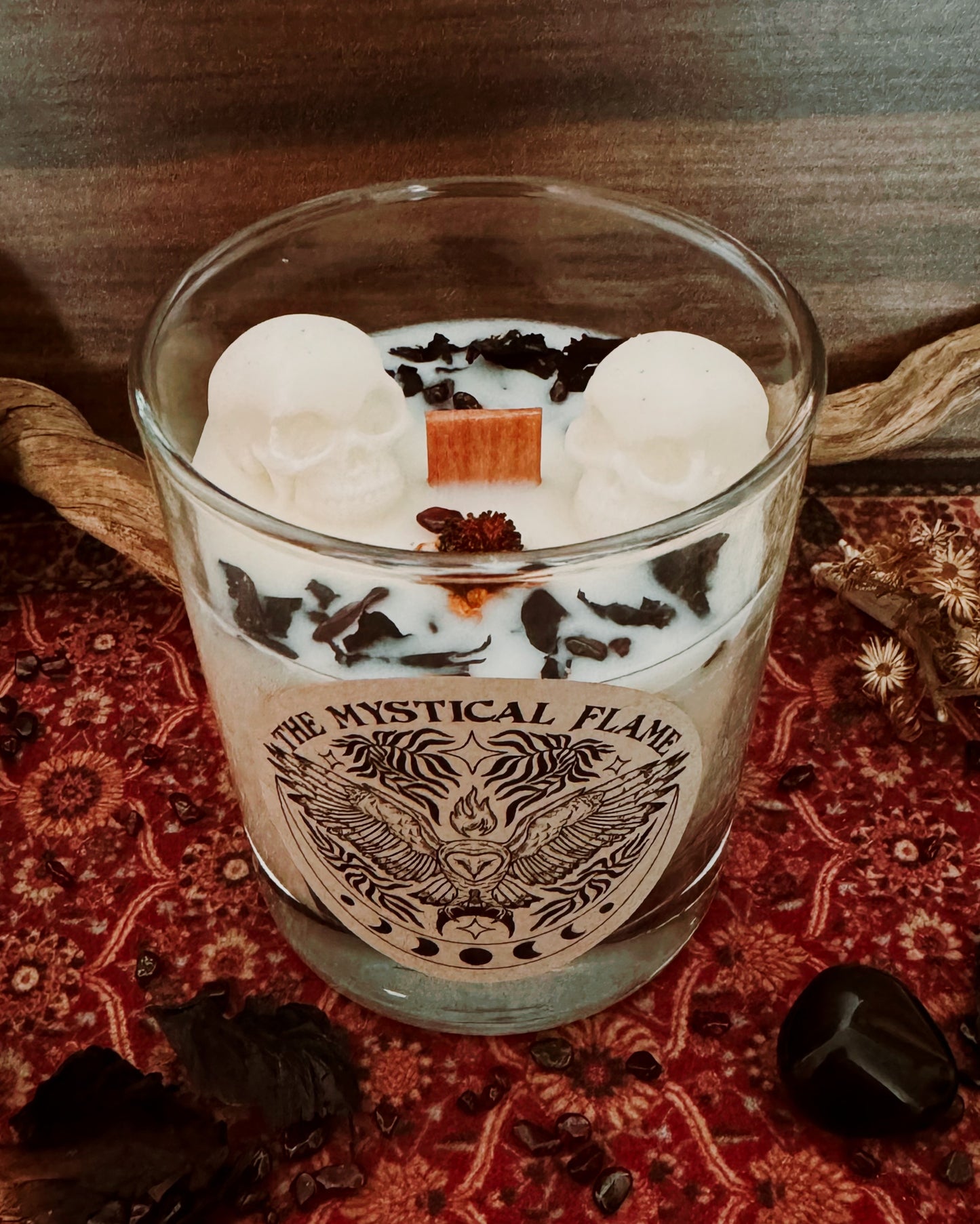 Vela Artesanal de Soja · NOCTURNA - Sándalo, Vainilla y Ámbar· Aromática - Ritual - Meditación - Halloween Samhain - 160gr - 100% Veganas