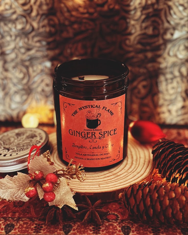 Vela Artesanal de Soja · GINGER SPICE - Jengibre, Canela y Clavo· Aromática - Ritual - Meditación - Regalo - 100% Vegana